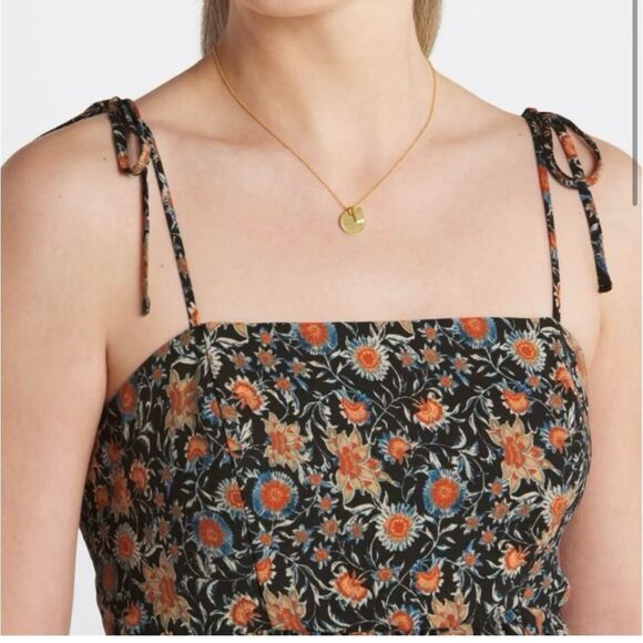 Nine Britton. Kipper Peplum‎ Tank Top. Size: XS. Orange and Brown. New With Tags - Picture 3 of 7